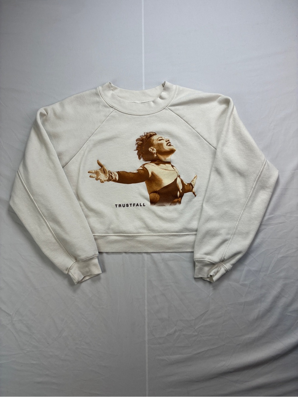 P!nk Med Cream Cropped Trustfall Crewneck Sweatshirt Summer Carnival Tour 2023